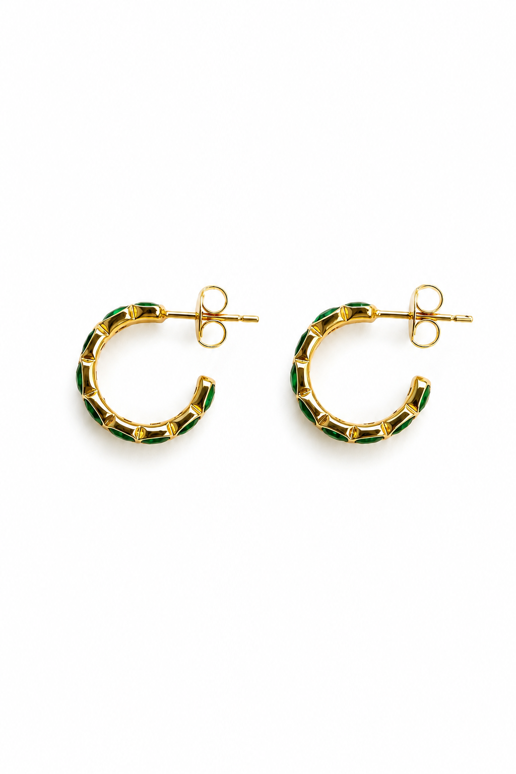 Emerald Cut Huggie Hoops