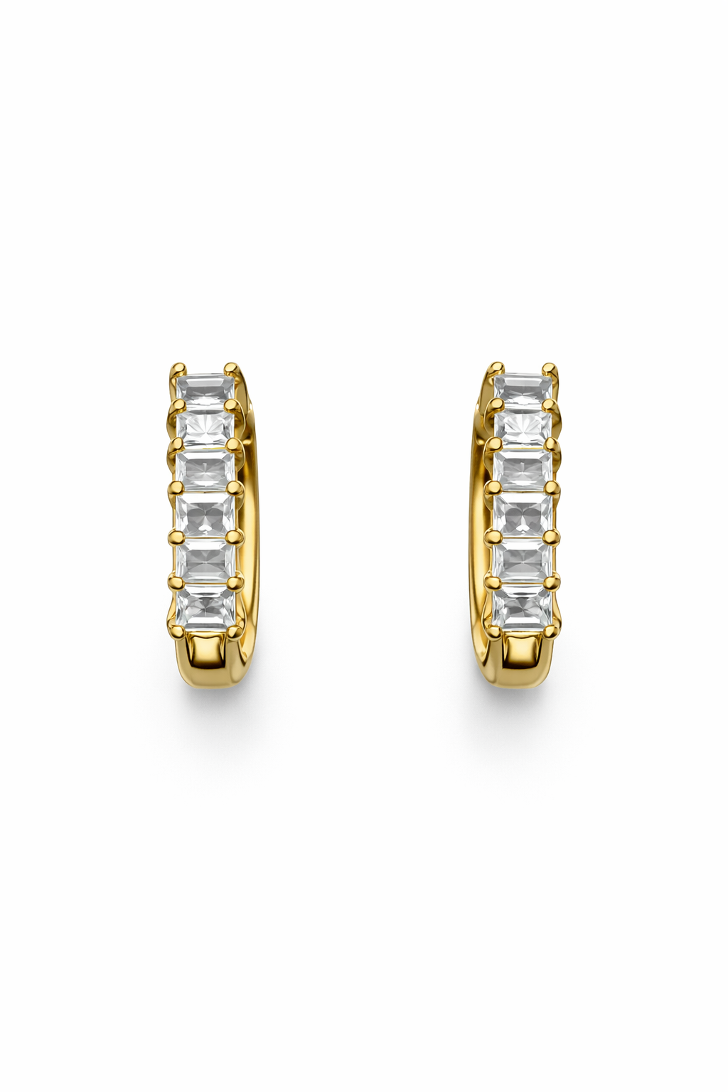 Baguette Crystal Huggie Hoops