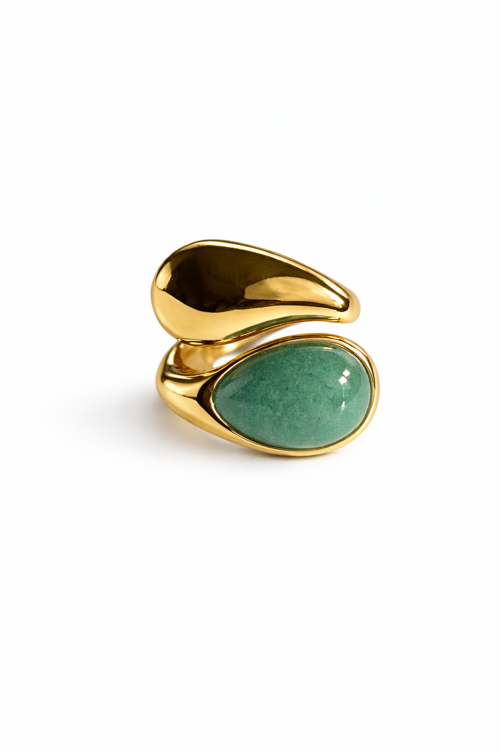 Aventurine Teardrop Bypass Statement Ring