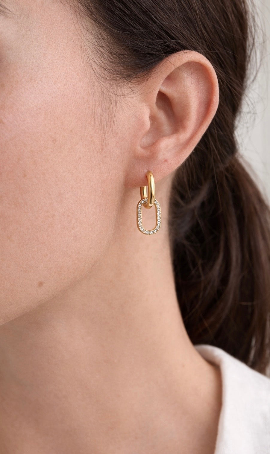 Double Link Pavé Crystal Huggies