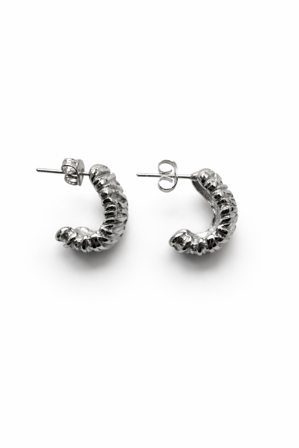 Sculptural Wire Huggie Hoops