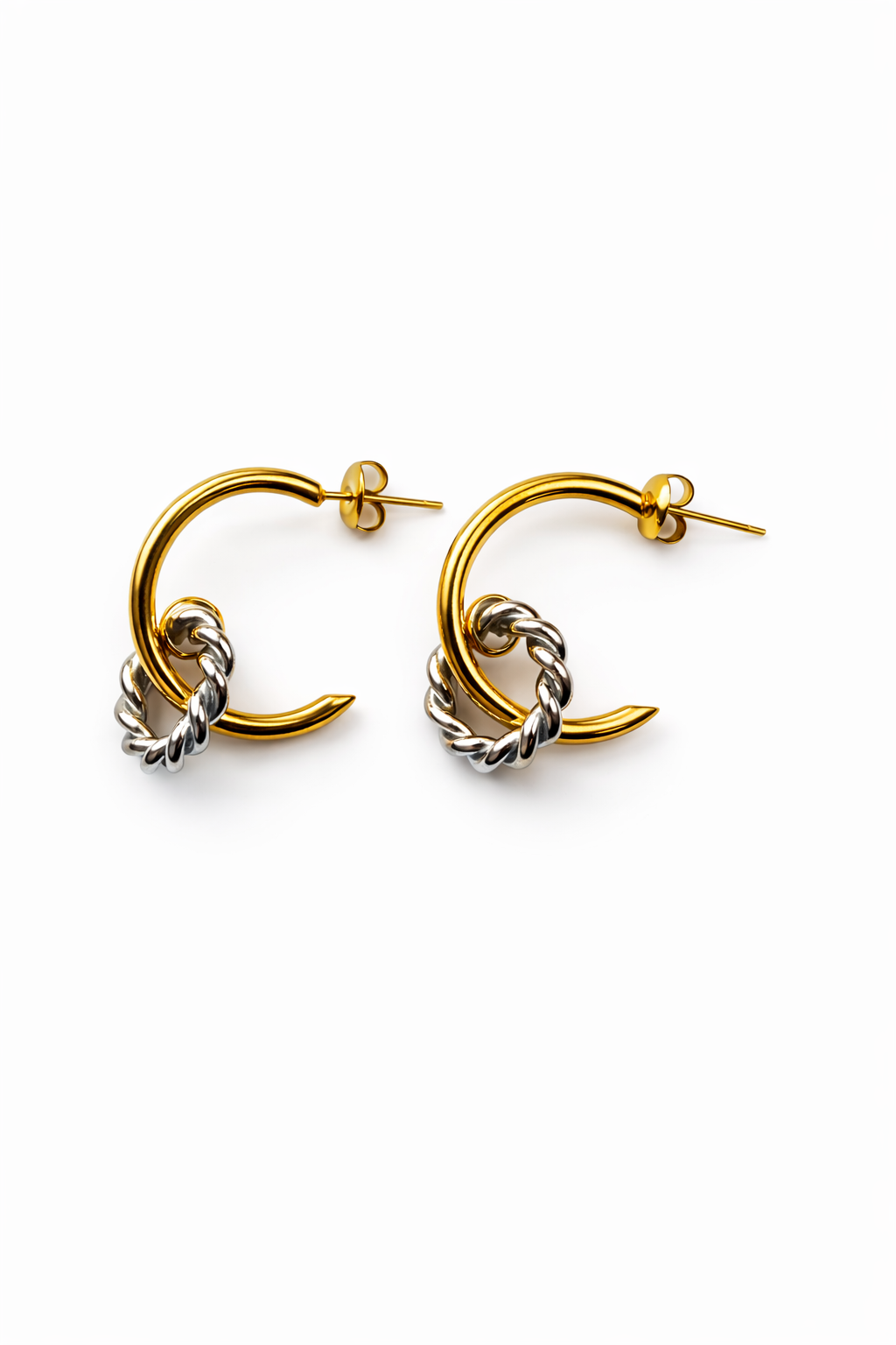 Rope Twist Charm Hoop Earrings