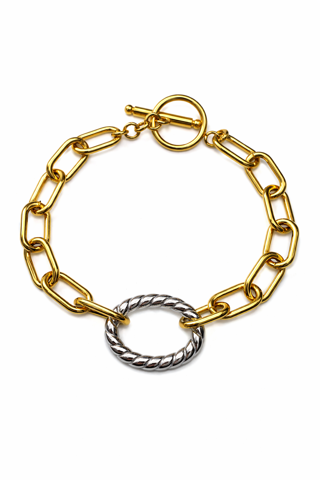 Twisted Circle Chain Link Bracelet