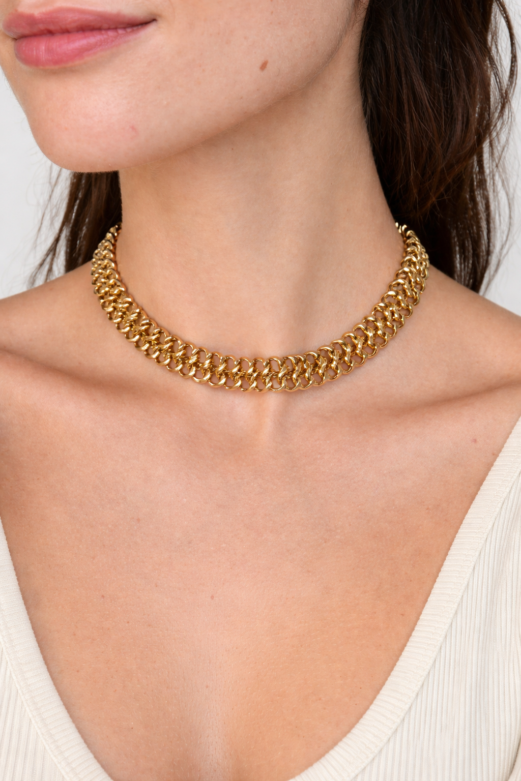 Chunky Woven Ring Mesh Choker Necklace