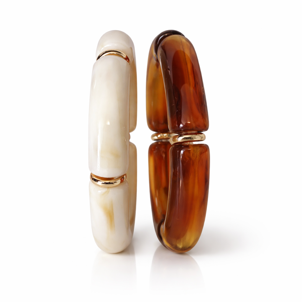 Marble Resin Tube Bracelet Set