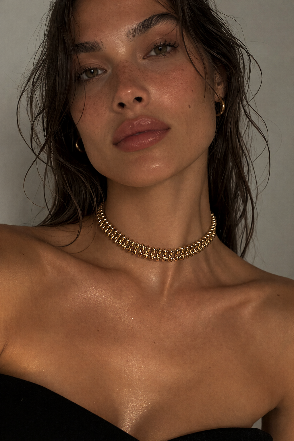 Chunky Woven Ring Mesh Choker Necklace