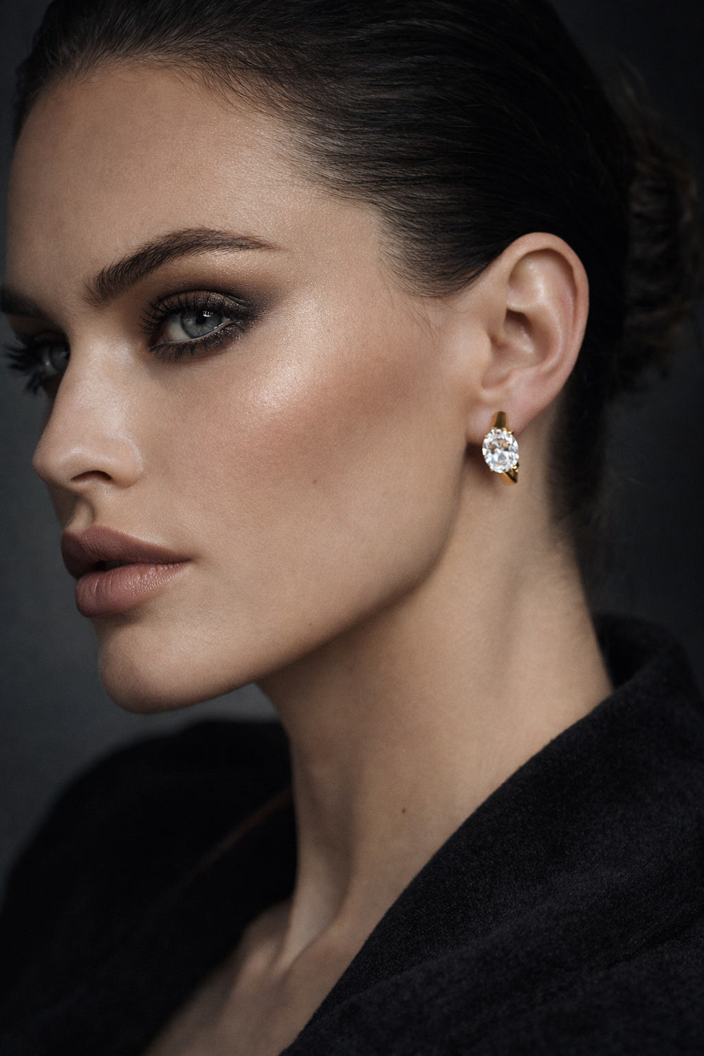Oval Crystal Chunky Open Hoops