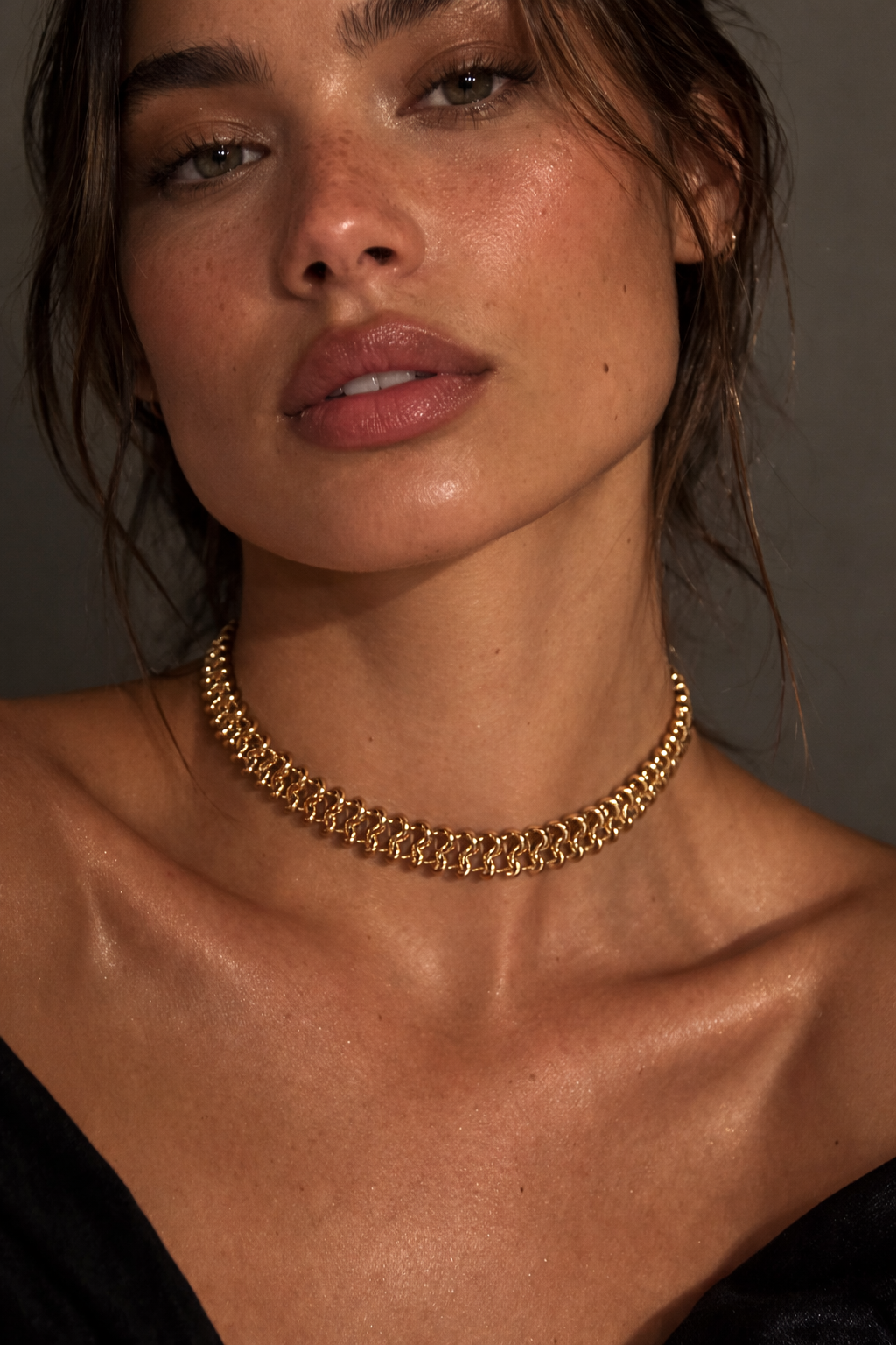 Chunky Woven Ring Mesh Choker Necklace