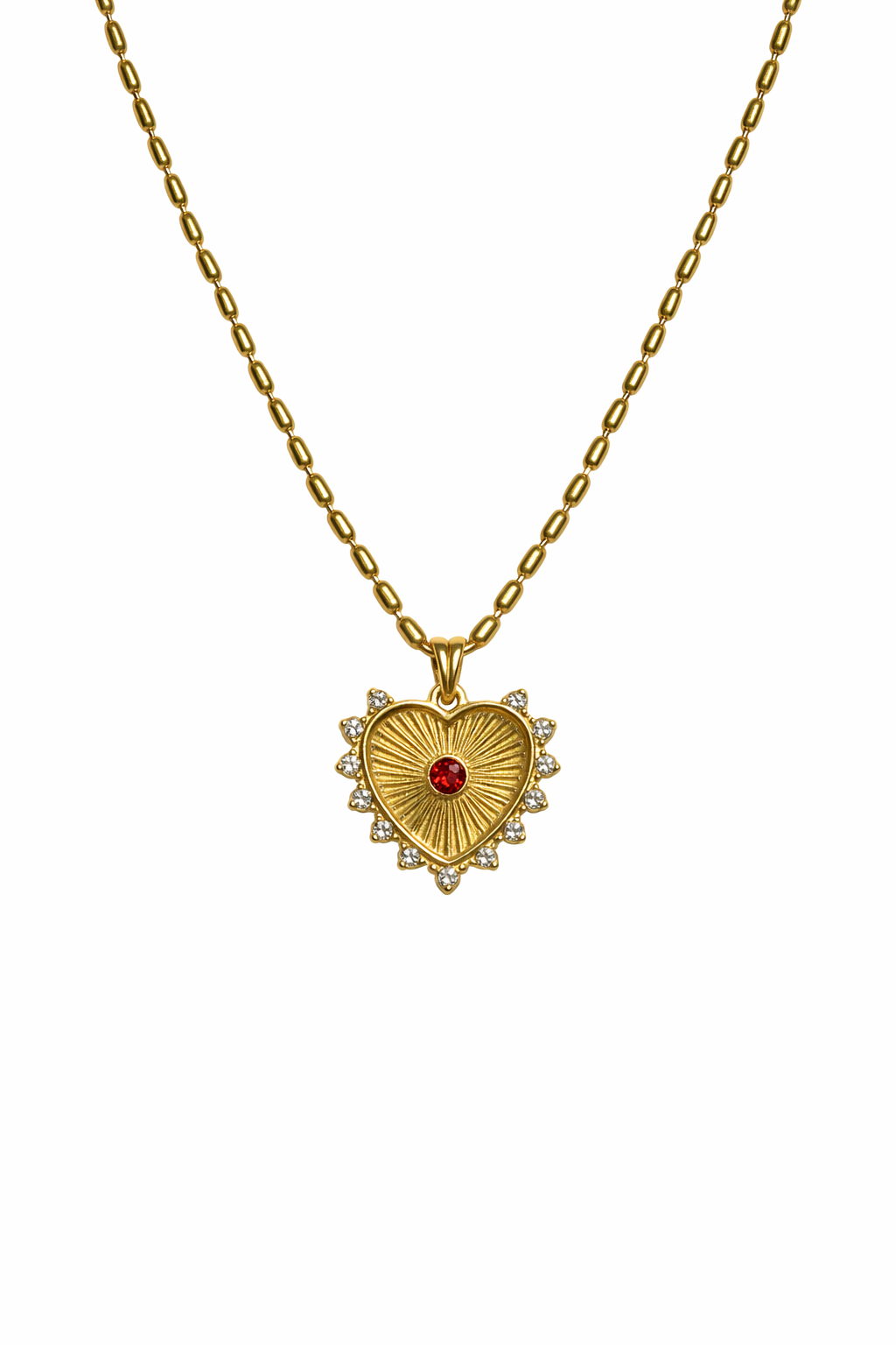 Sacred Heart Crystal Pendant Necklace