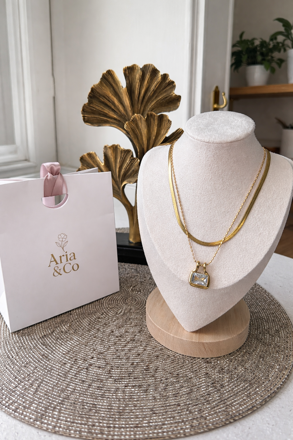 Flat Herringbone Chain & Ball Chain Necklace Set