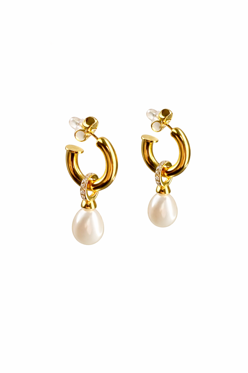 Aria Pearl Drop Hoop Earrings