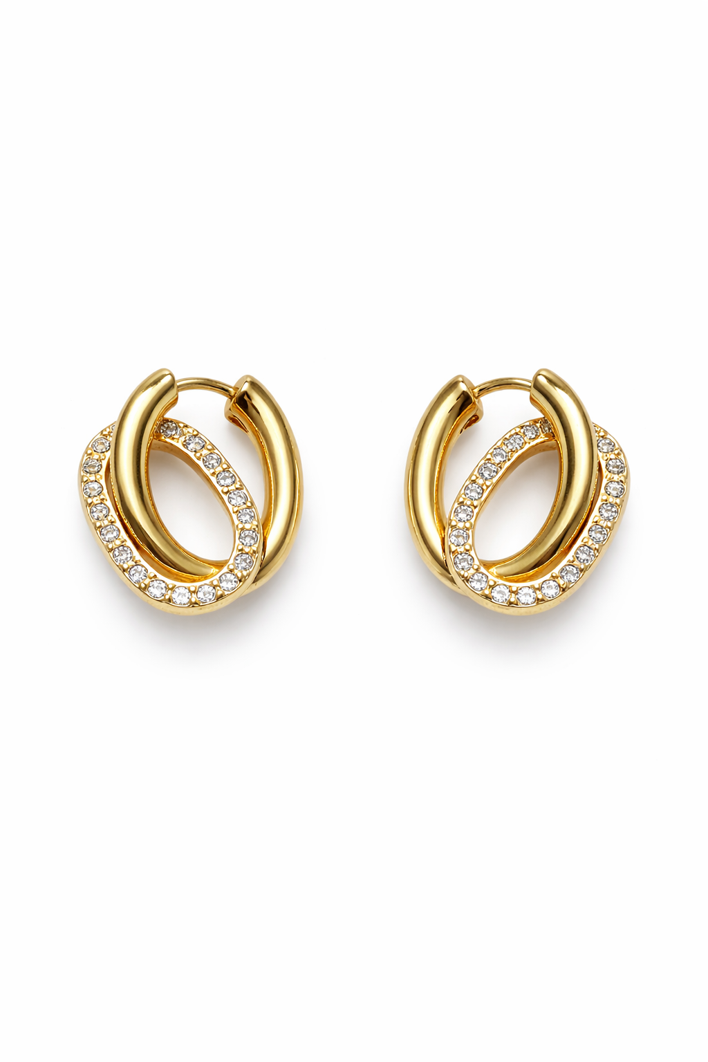 Double Link Pavé Crystal Huggies