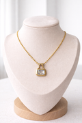 Gold Ball Chain Crystal Pendant Necklace