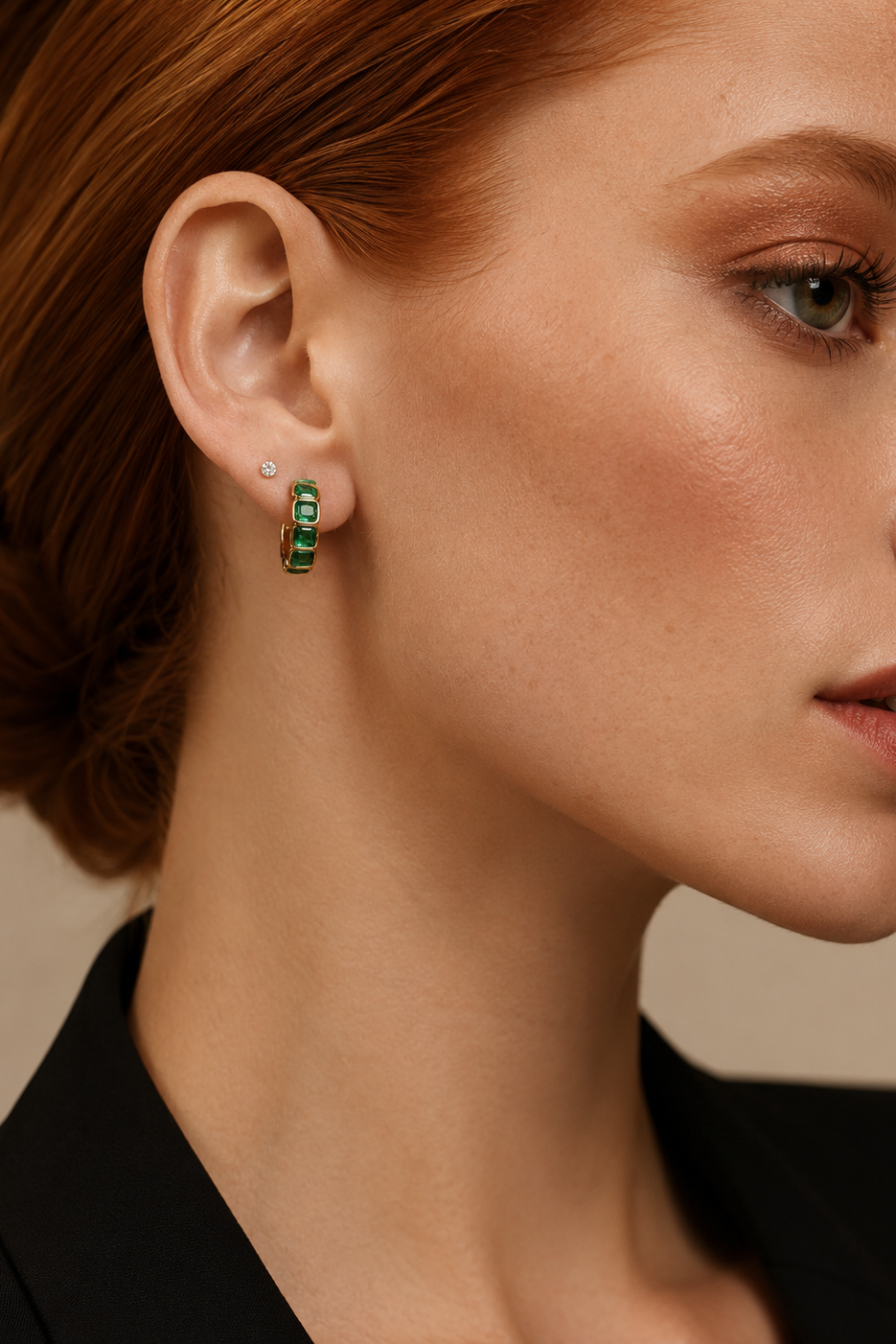 Emerald Cut Huggie Hoops