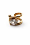 Oval Zircon Double Band Ear Cuff
