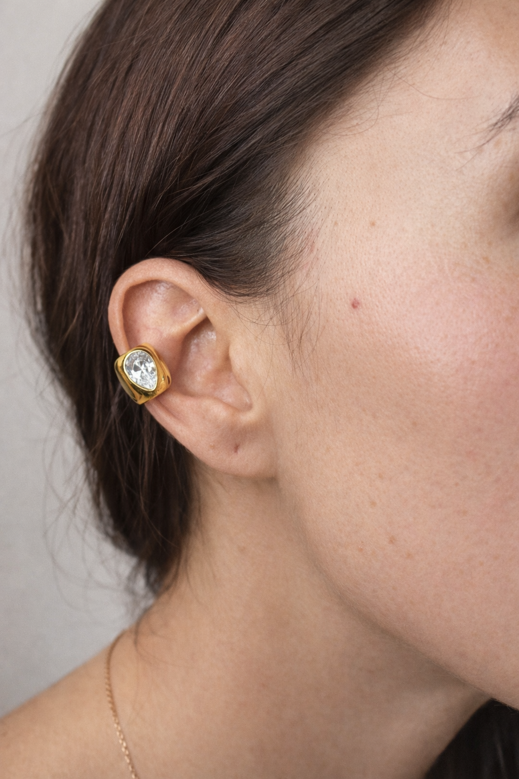 Large Stone Crystal Ear Cuff