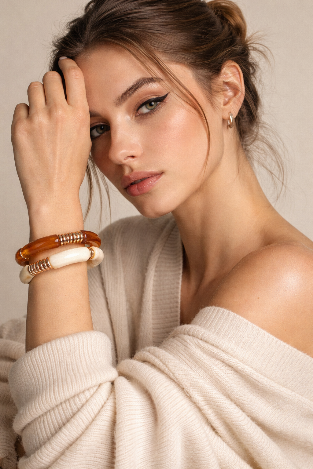 Marble Resin Tube Bracelet Set
