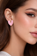 Pink Marble Enamel Heart Studs