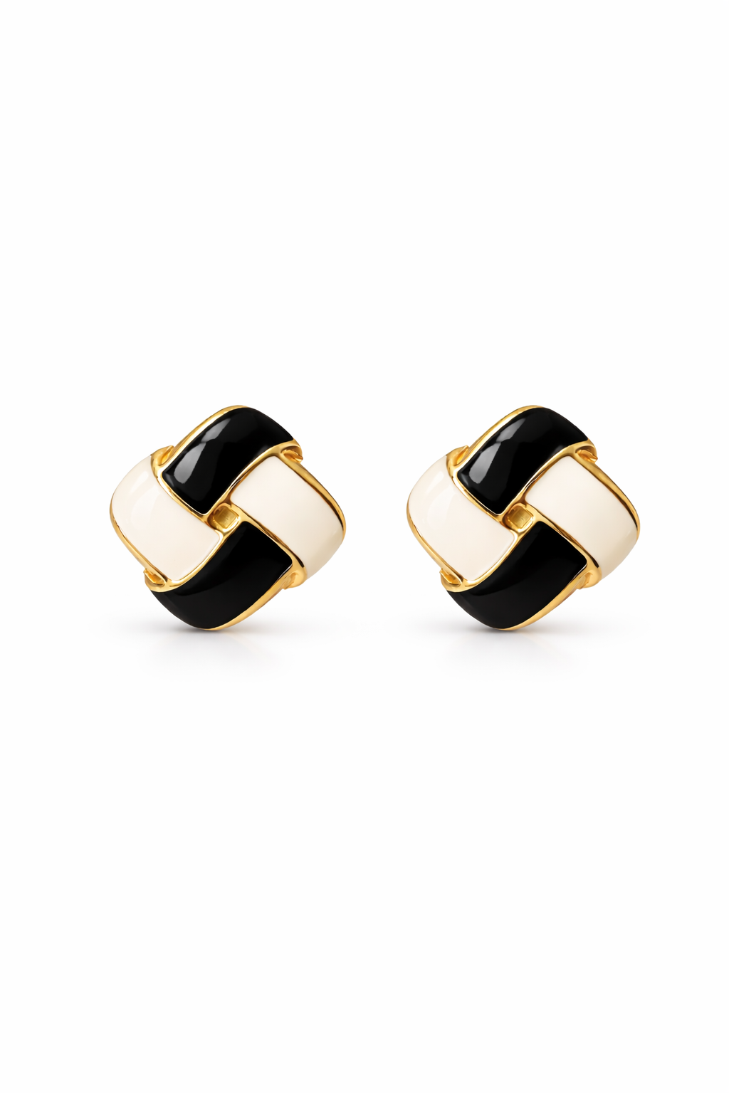 Éclipse Two-Tone Enamel Stud Earrings