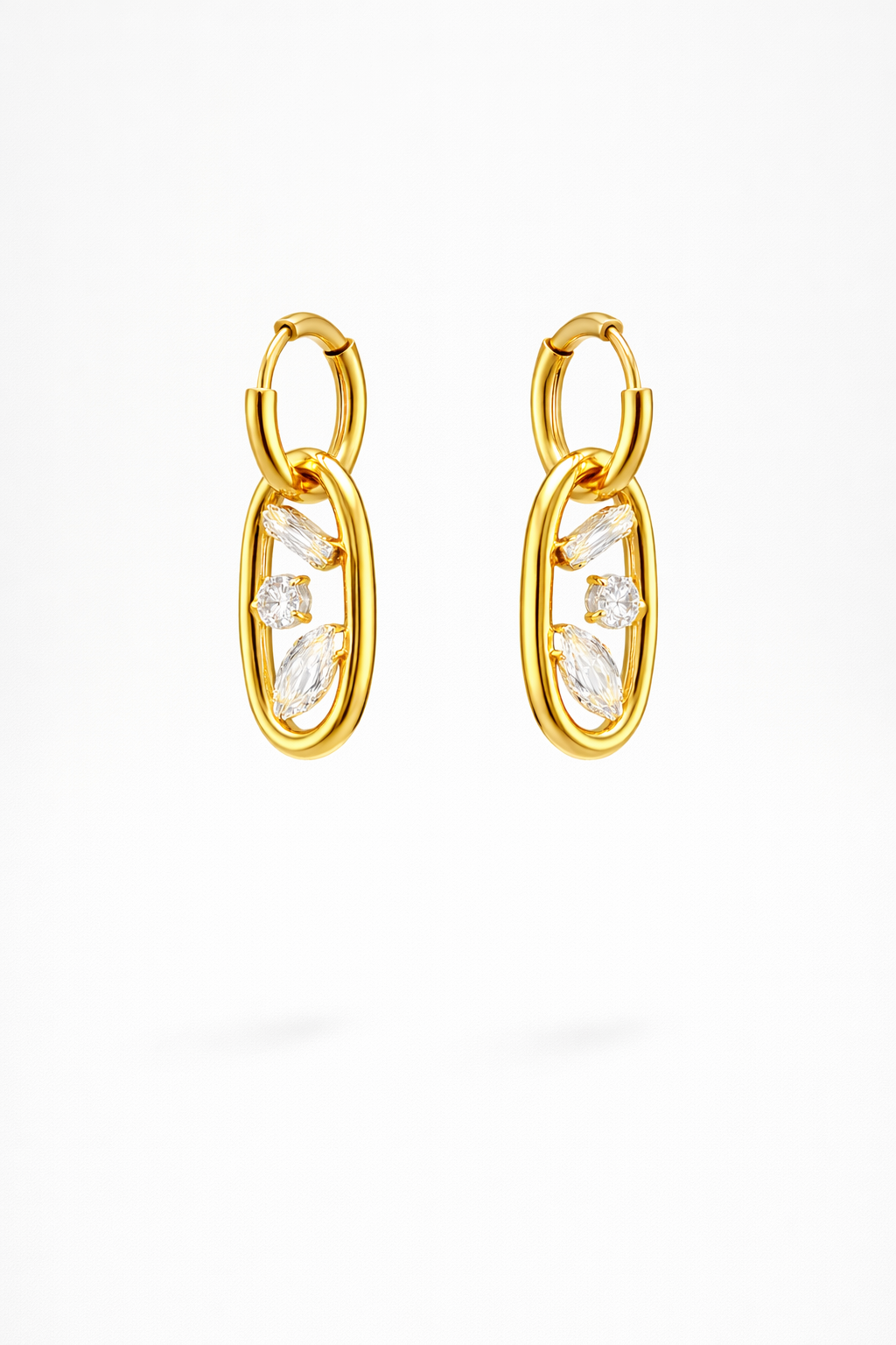 Chain Hoop Earrings with Cubic Zirconia