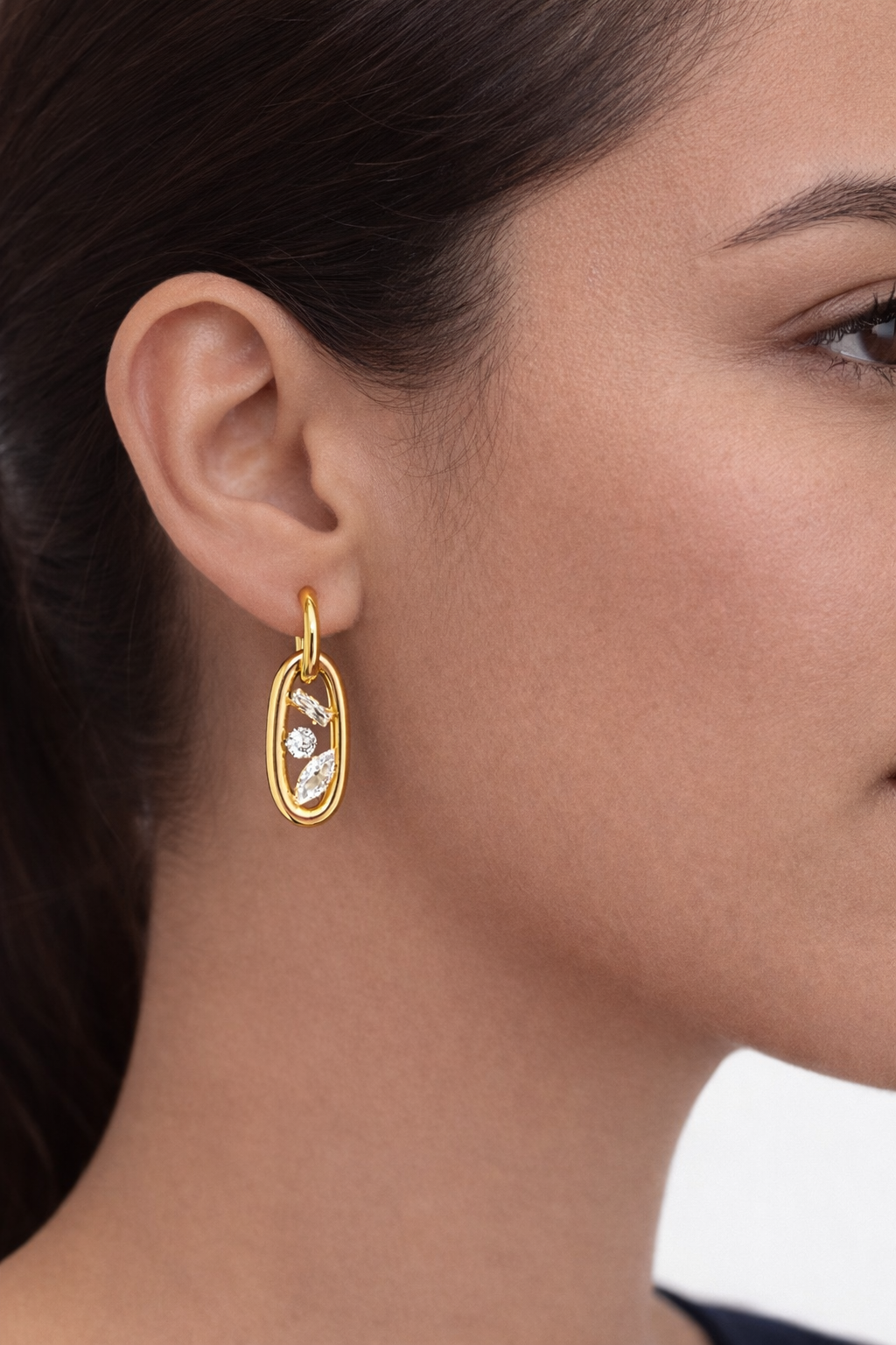 Chain Hoop Earrings with Cubic Zirconia
