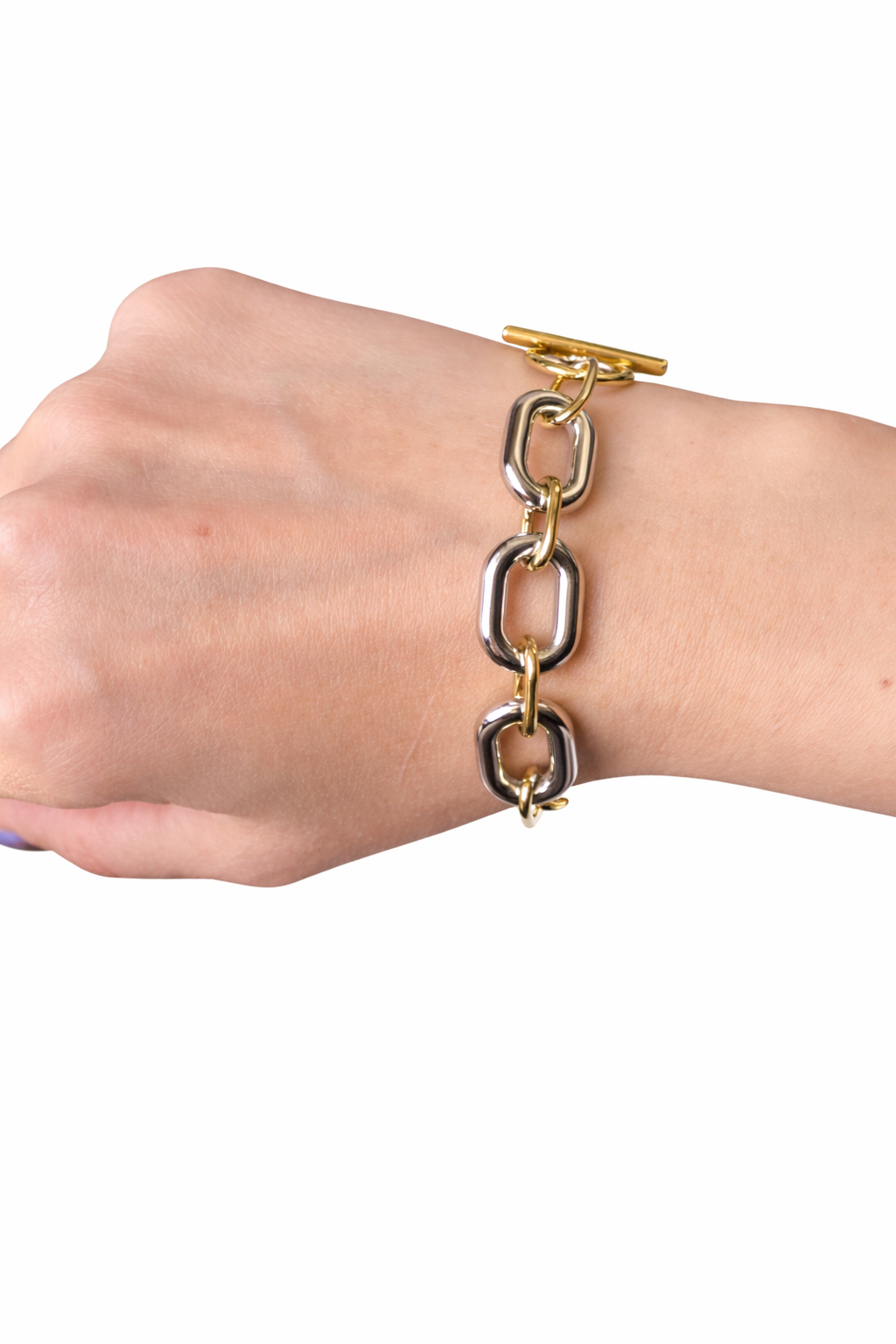 Two-Tone Chunky Chain Bracelet