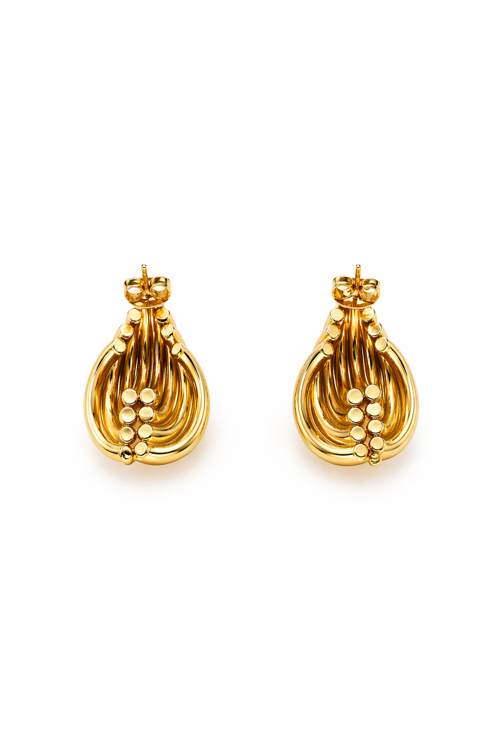 Ridged Teardrop Stud Earrings