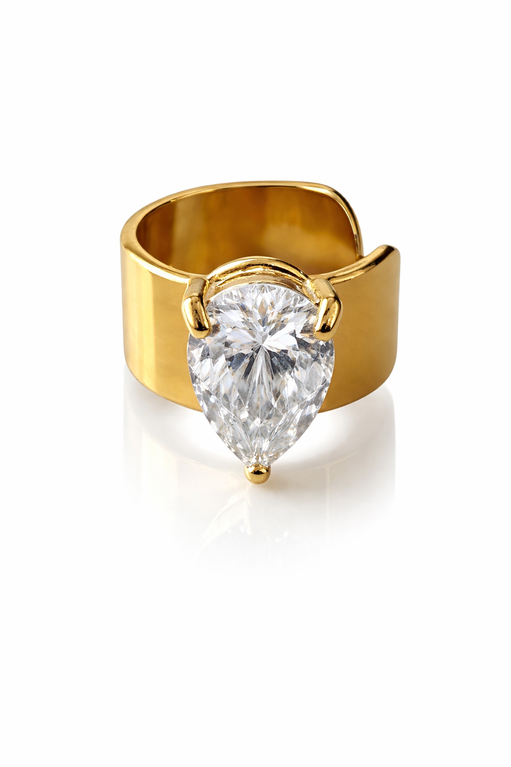Pear Crystal Wide Band Ear Cuff