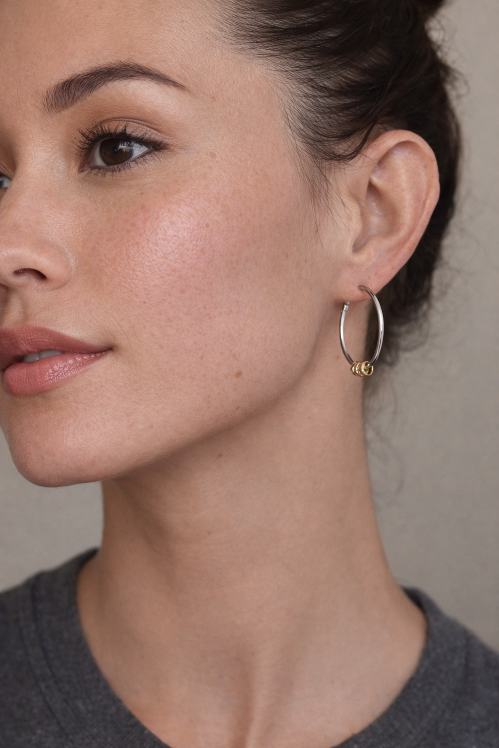 Minimalist Ring Charm Hoop Earrings