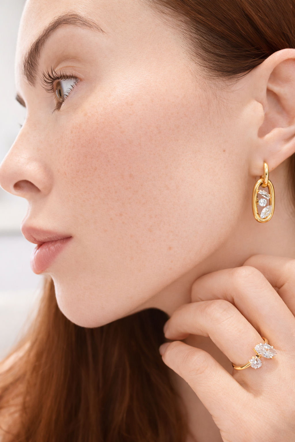 Chain Hoop Earrings with Cubic Zirconia