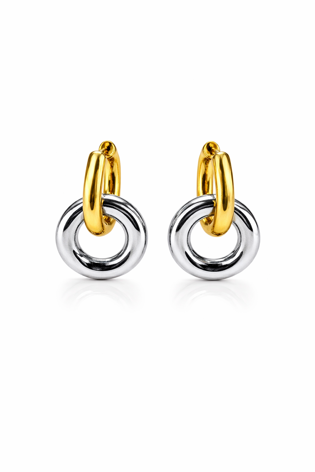 Chunky Linked Ring Drop Huggie Earrings