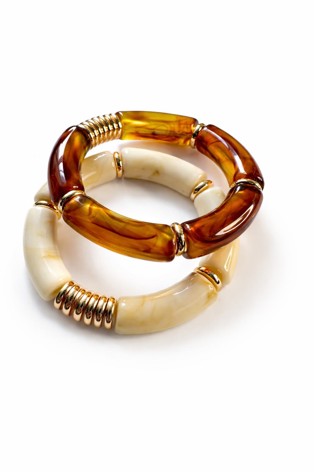 Marble Resin Tube Bracelet Set