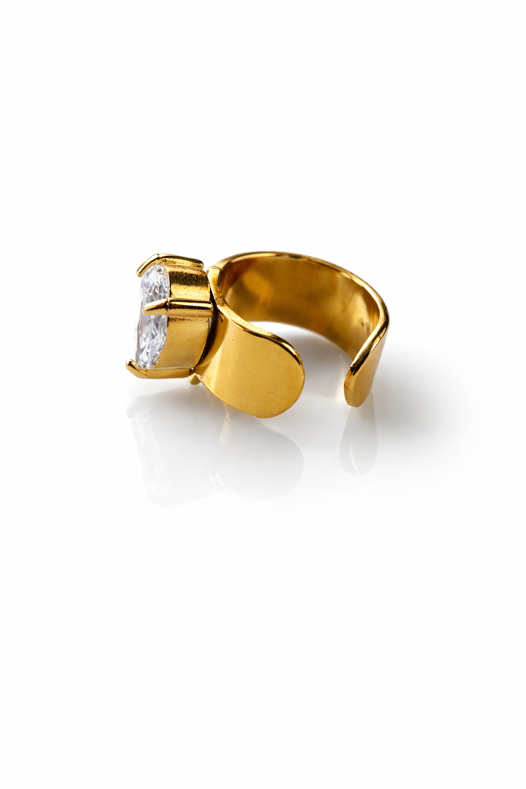 Pear Crystal Wide Band Ear Cuff