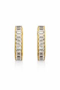 Emerald Cut Crystal Huggie Hoops
