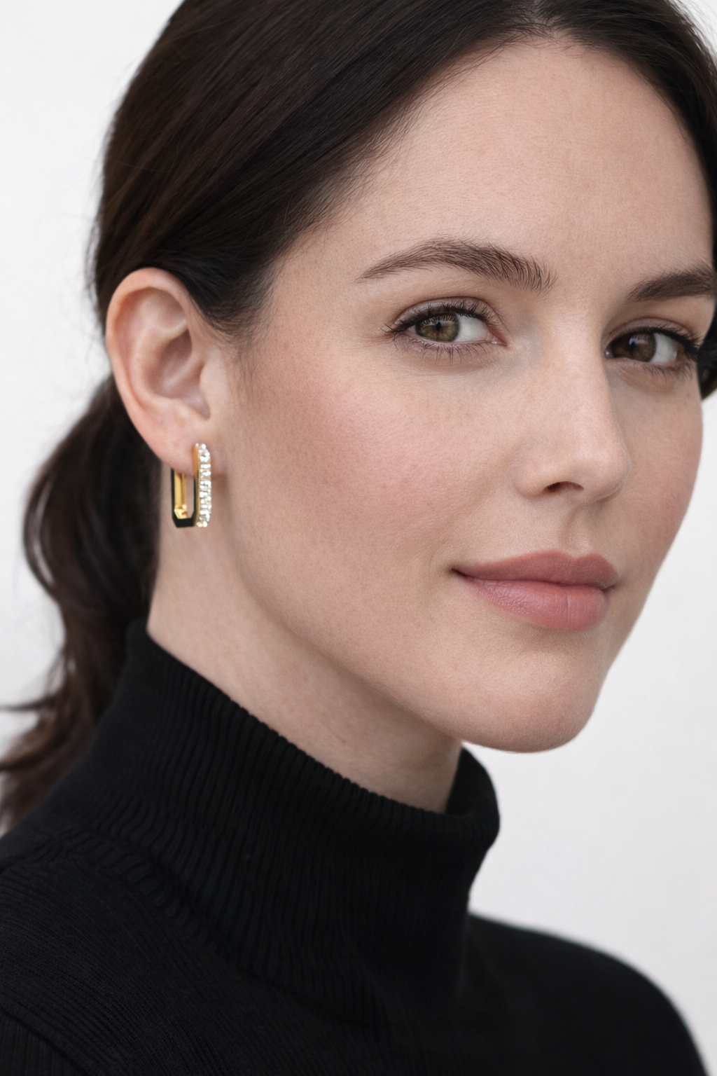 Emerald Cut Crystal Huggie Hoops