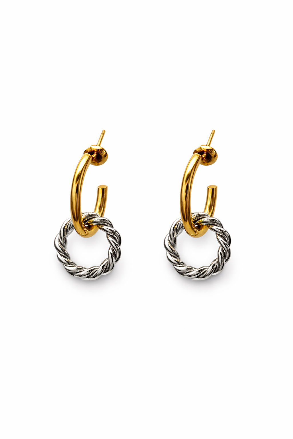 Rope Twist Charm Hoop Earrings