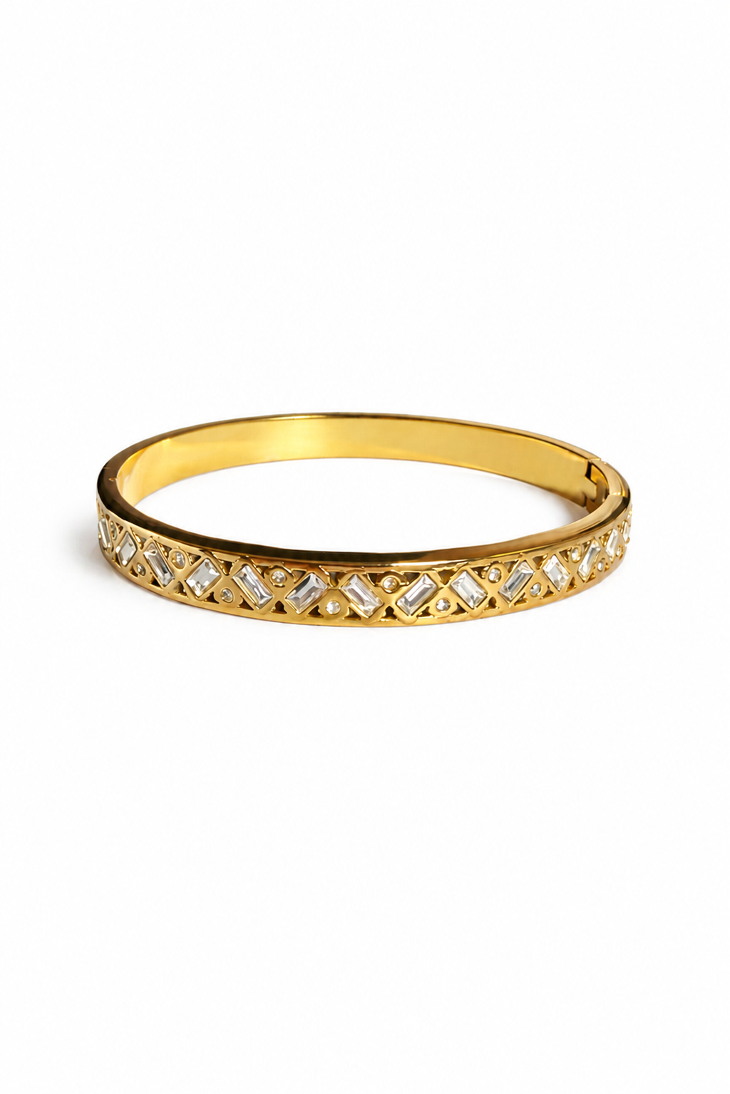 Geometric Openwork Crystal Bangle