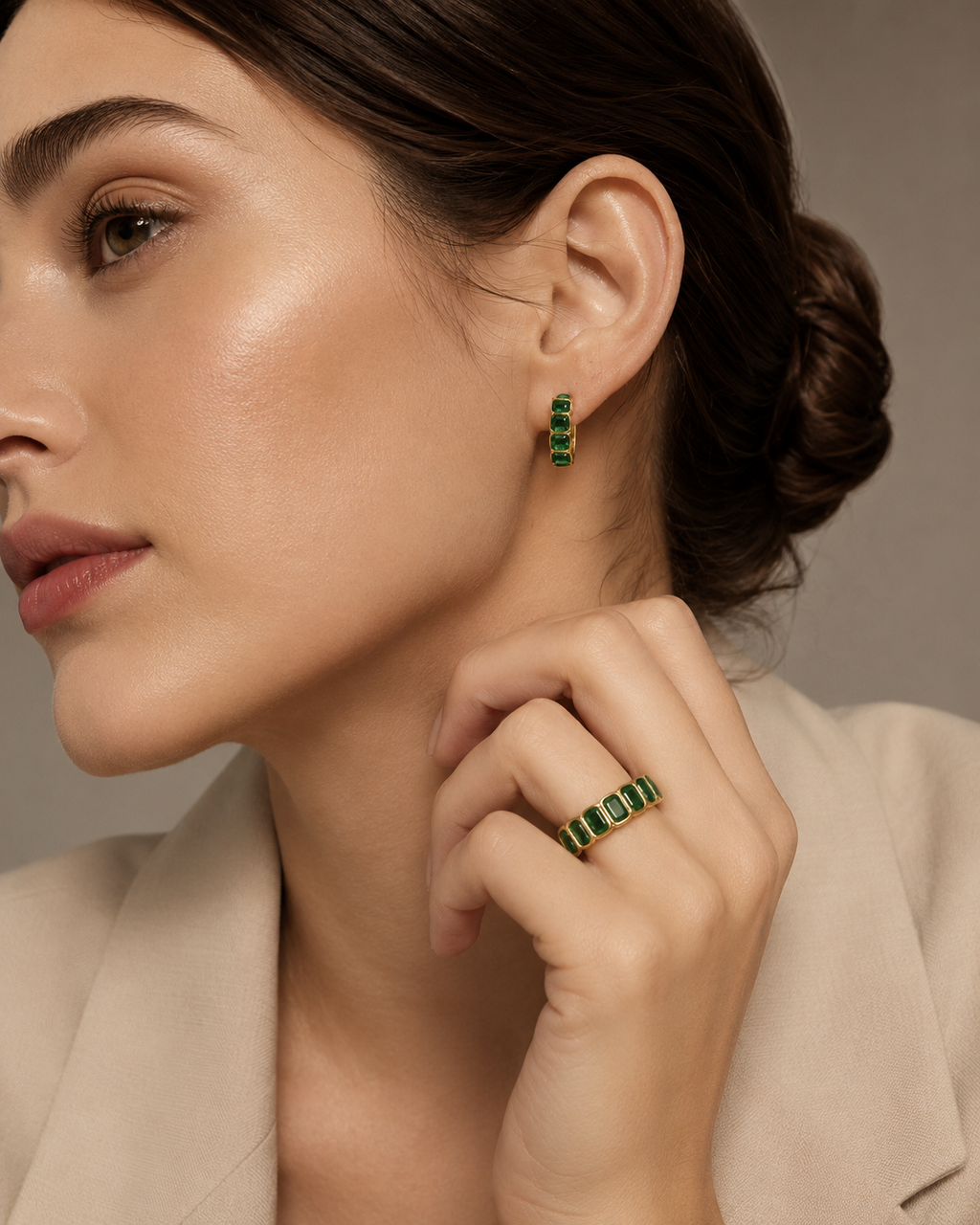 Emerald Cut Huggie Hoops