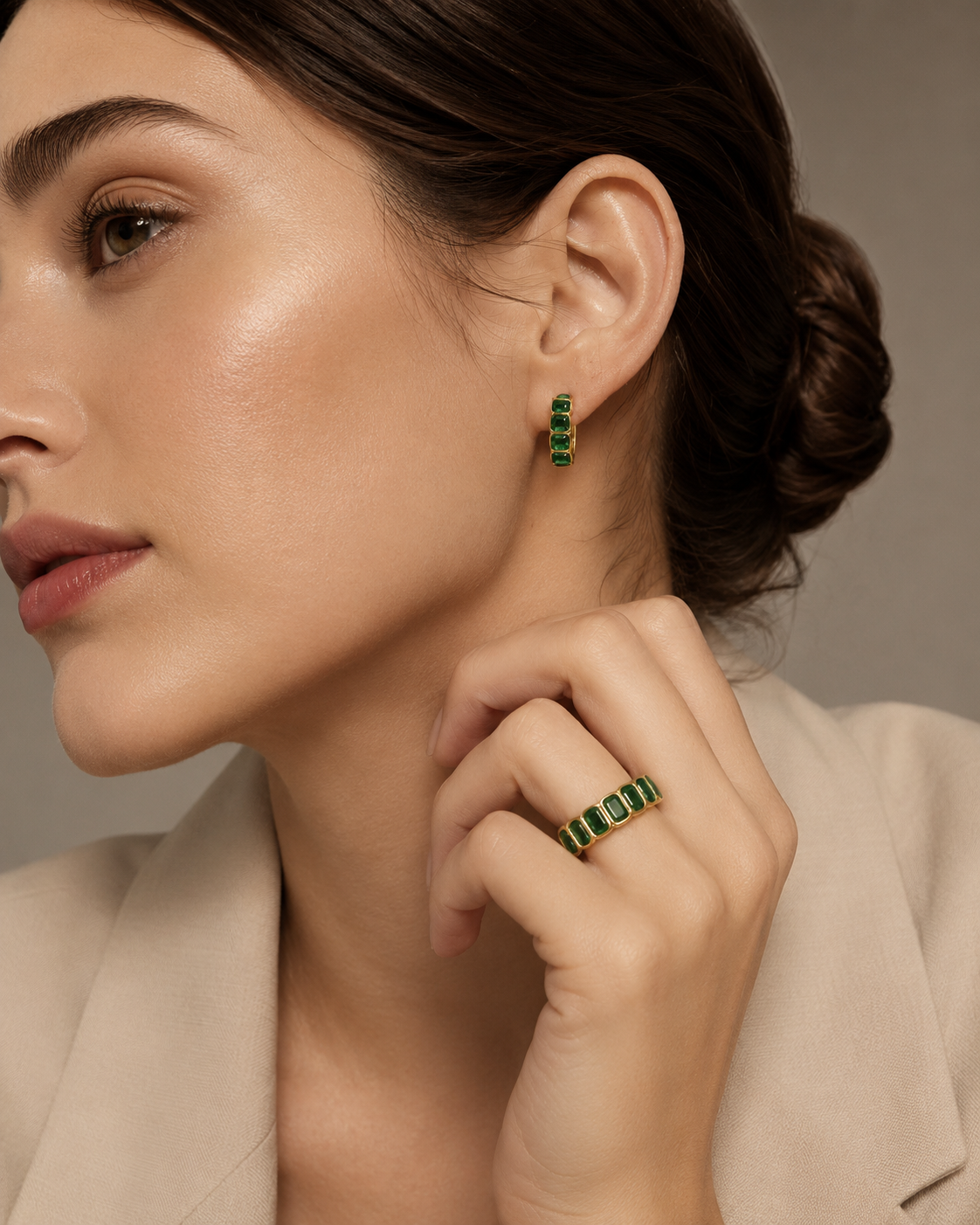 Emerald Cut Huggie Hoops