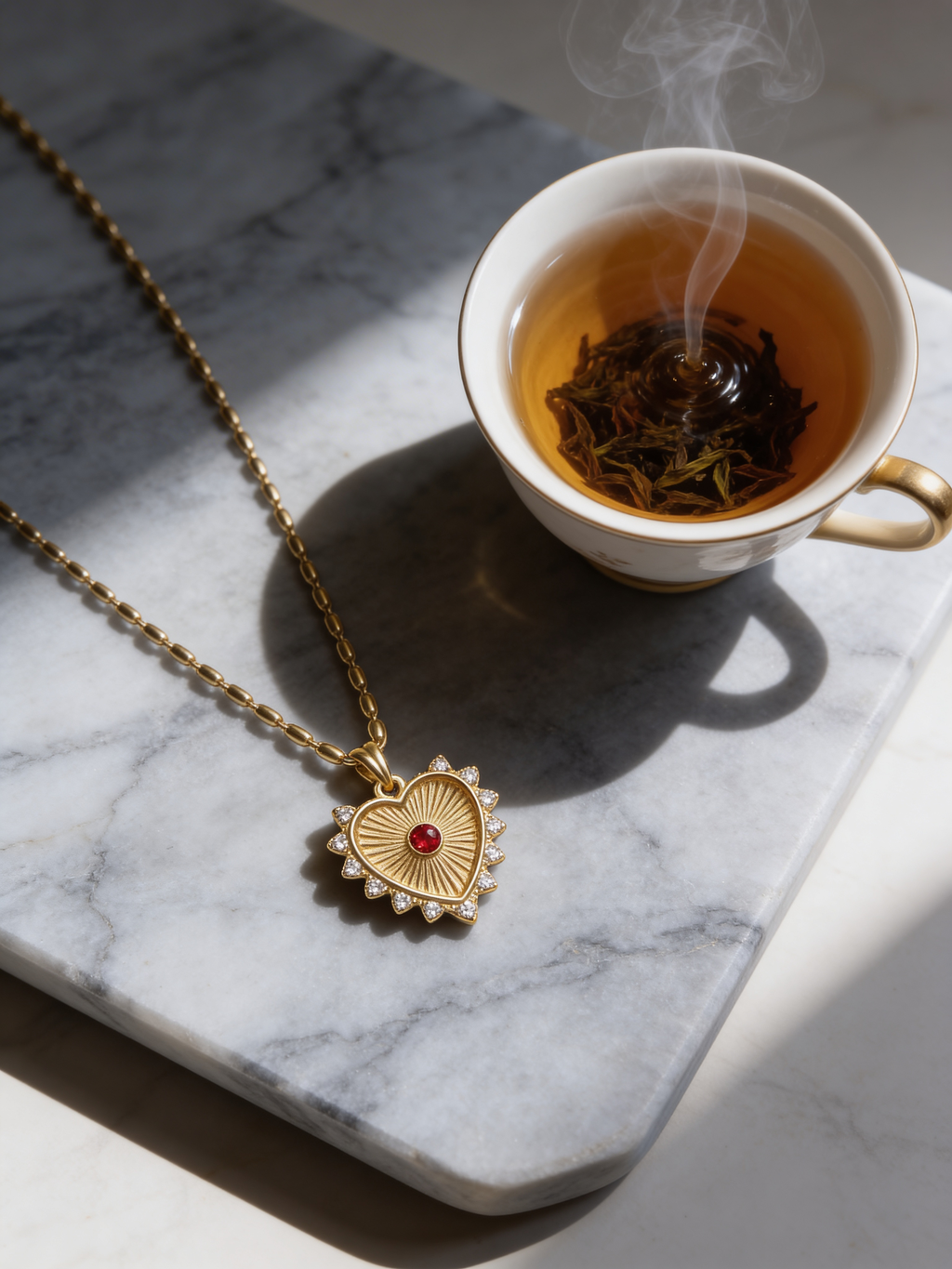 Sacred Heart Crystal Pendant Necklace