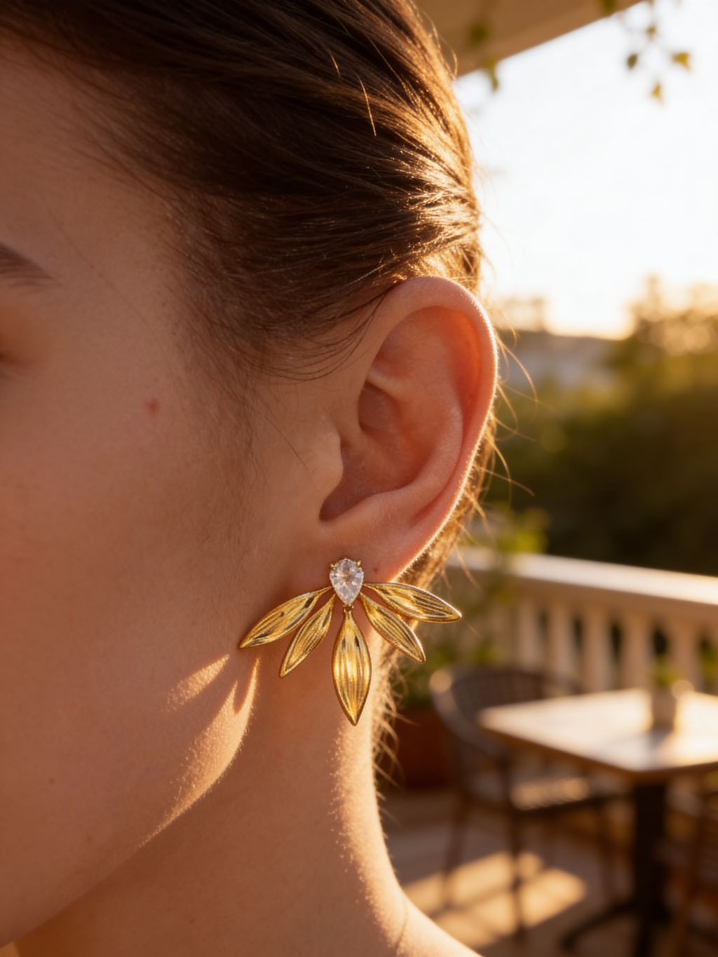 Petal Fan Crystal Earrings