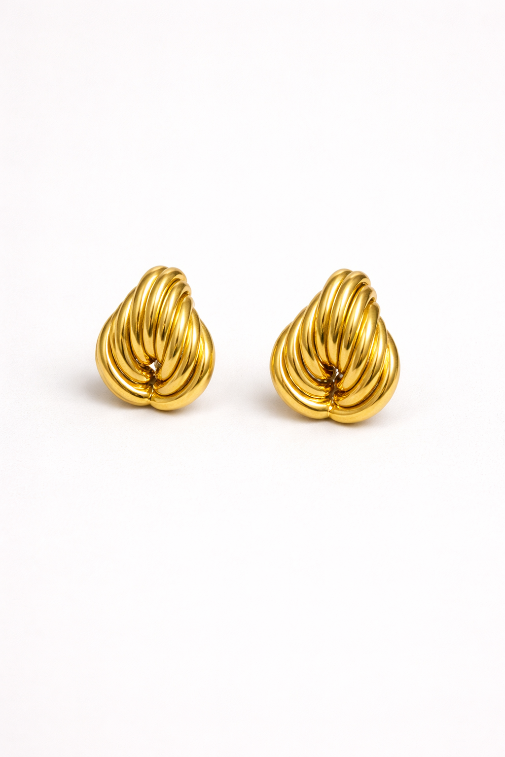 Ridged Teardrop Stud Earrings