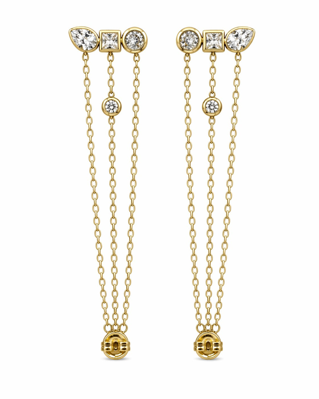 Triple Crystal Chain Drape Earrings