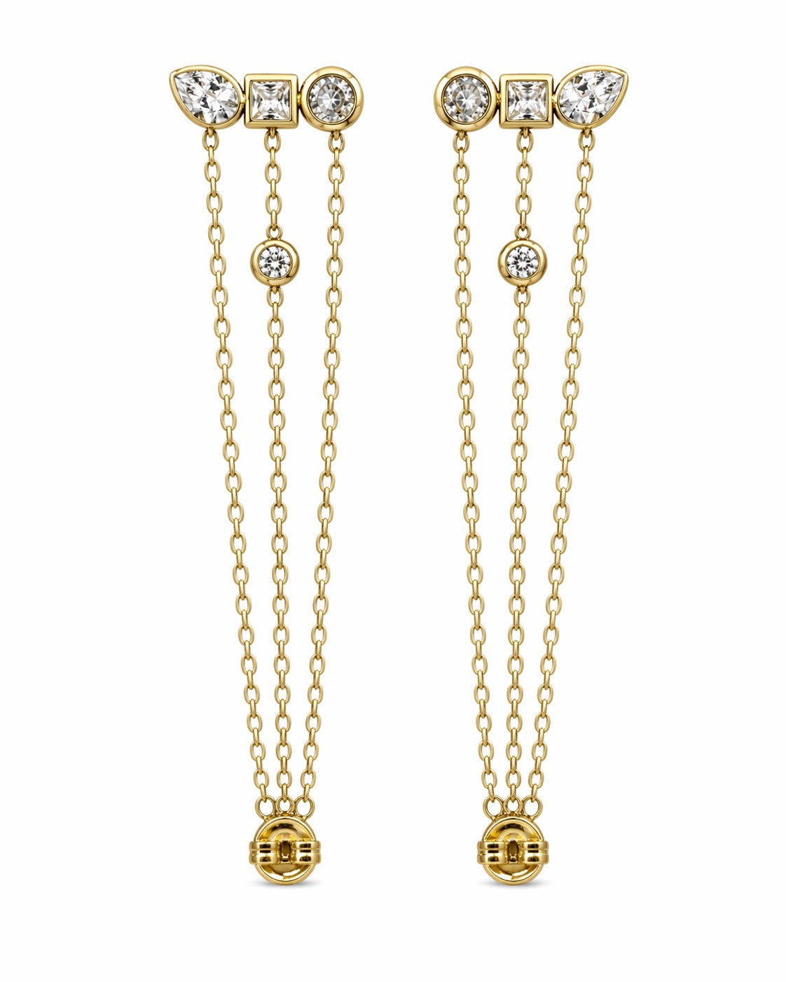 Triple Crystal Chain Drape Earrings