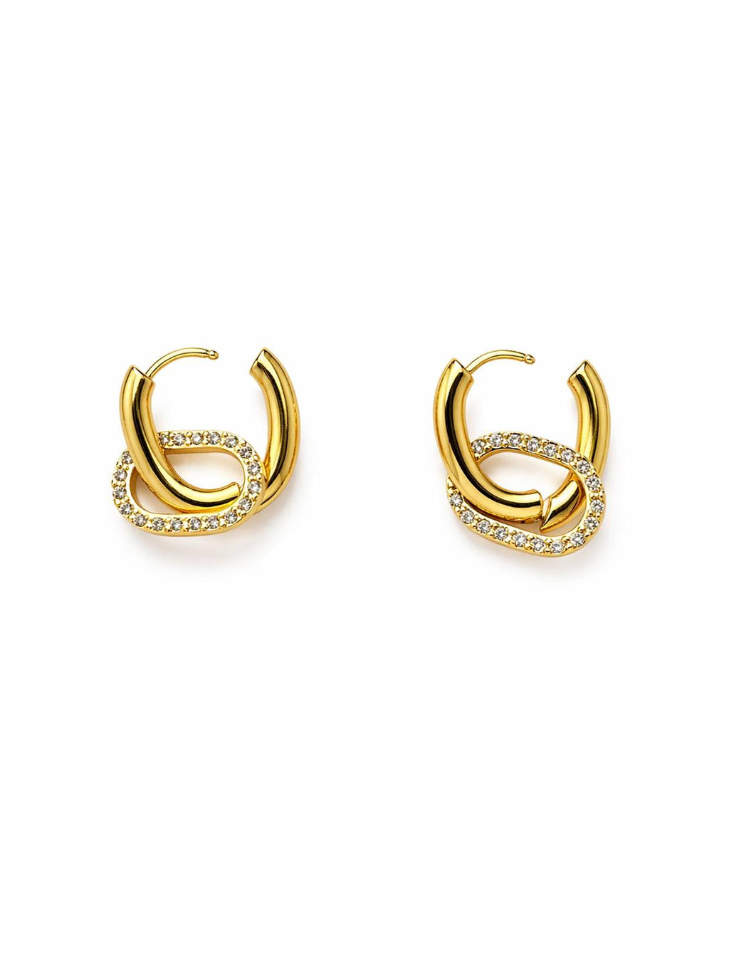 Double Link Pavé Crystal Huggies