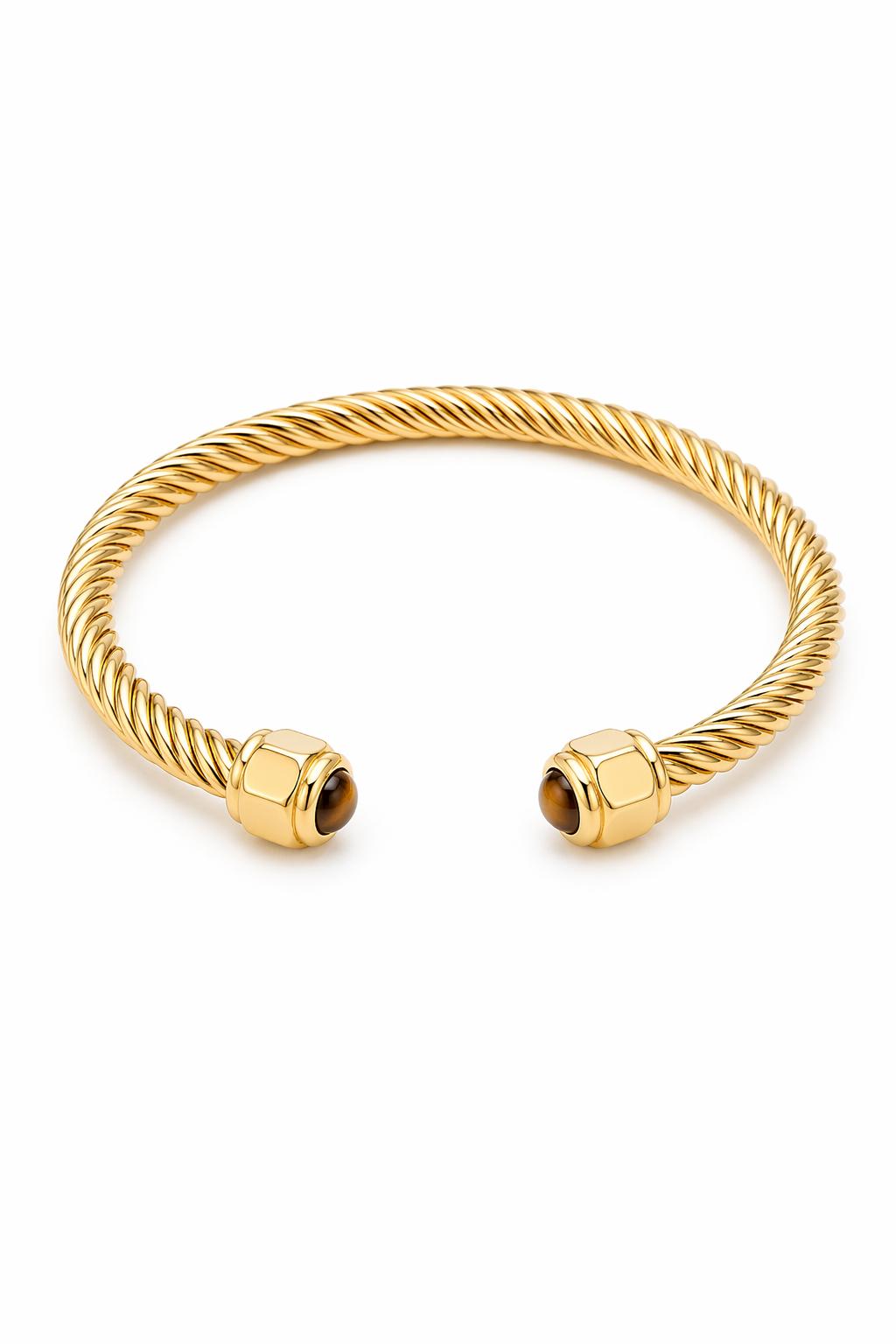 Tiger Eye Cable Twist Cuff Bracelet
