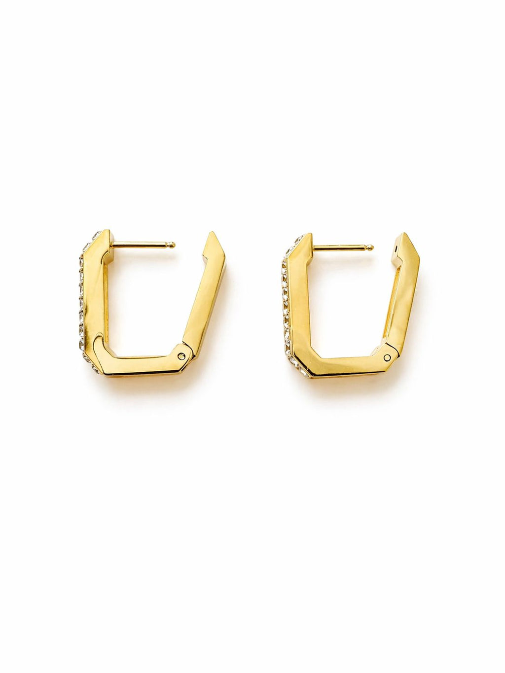 Emerald Cut Crystal Huggie Hoops