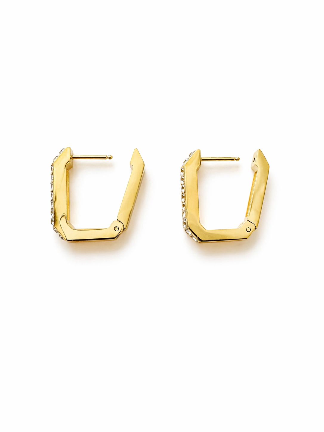 Emerald Cut Crystal Huggie Hoops