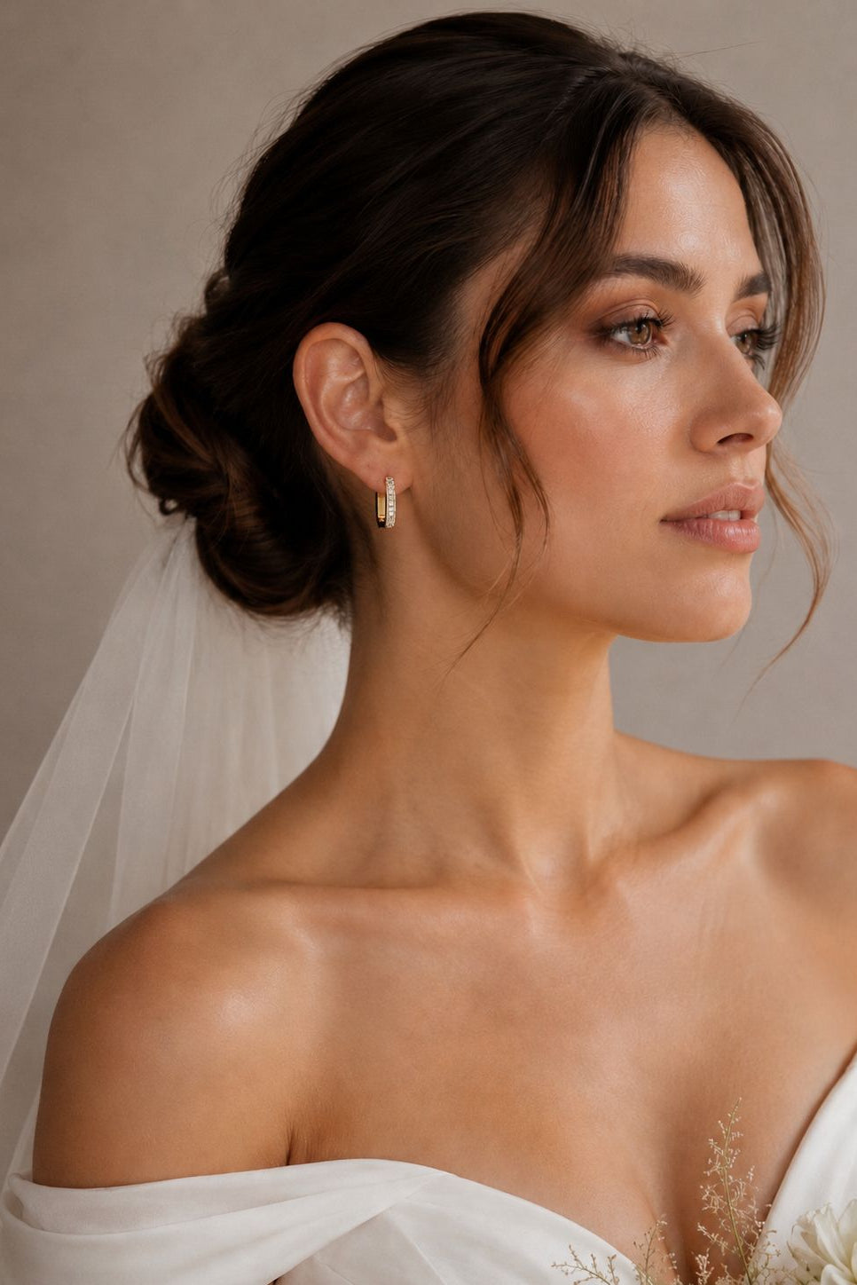 Emerald Cut Crystal Huggie Hoops
