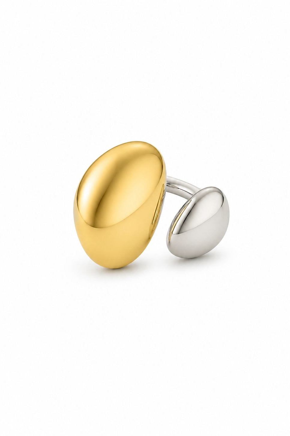 Gold and silver ring on a white background
